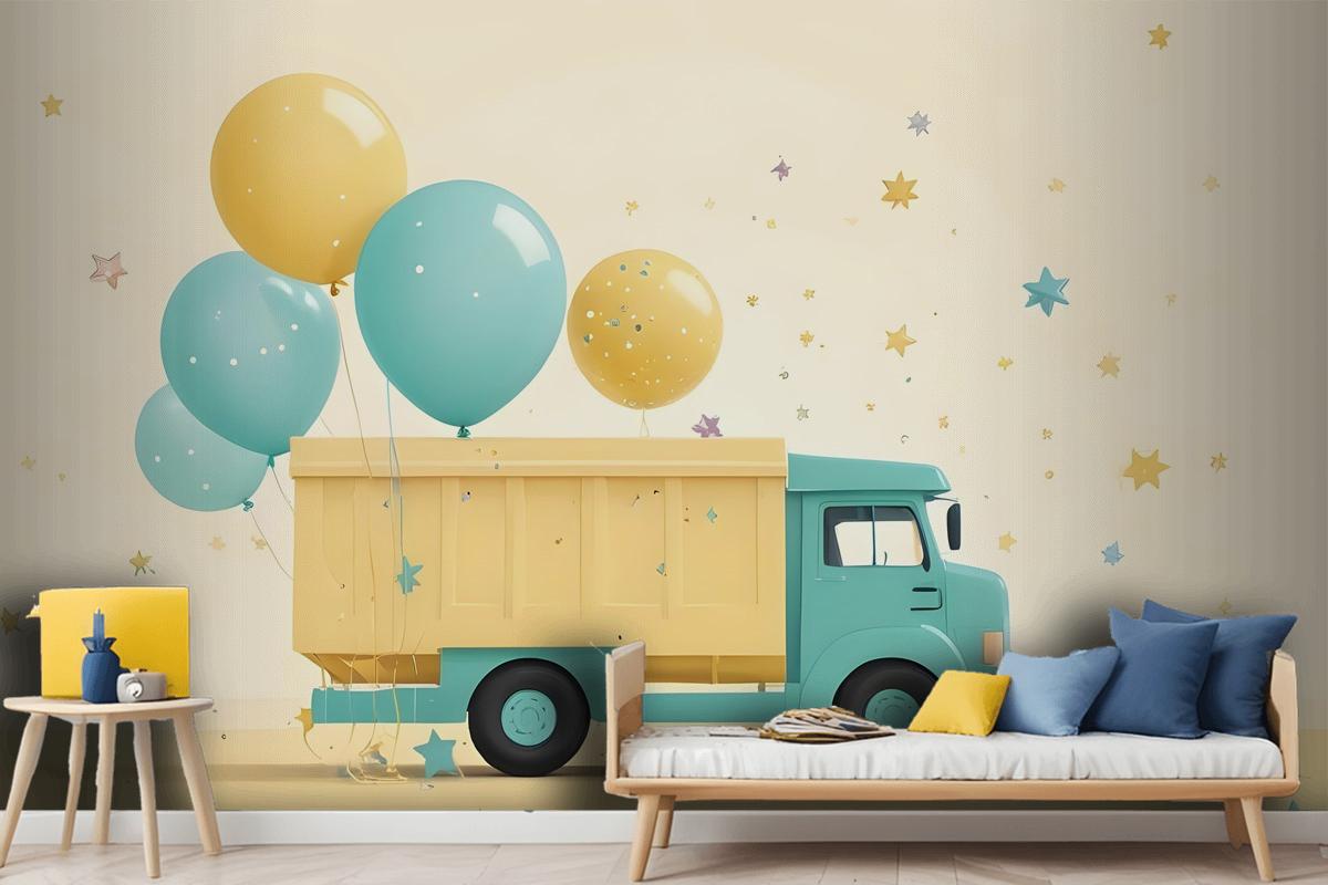 Truck Ballon Kids Wallpaper Mural