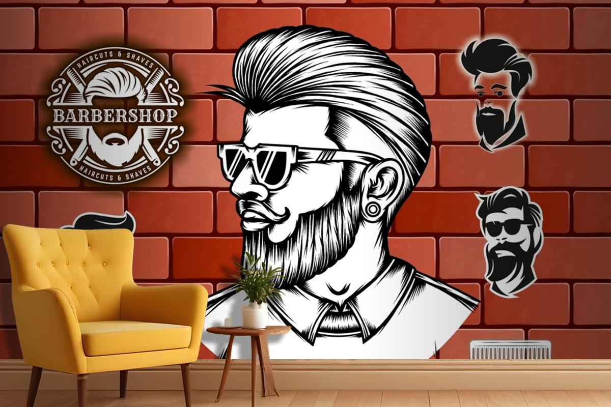 Tuğla Arka Plan Barbershop Duvar Kağıdı