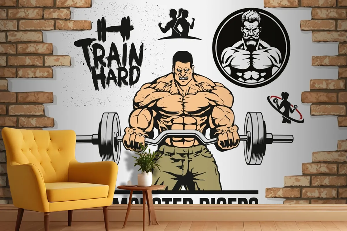 Tuğla Duvar Halter Gym Duvar Kağıdı