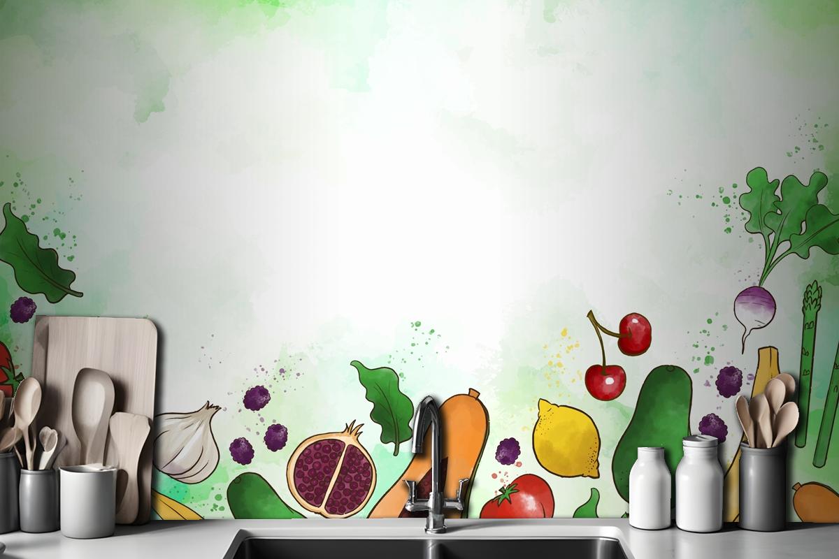 Vegetables And Fruit Wallpaper Mural