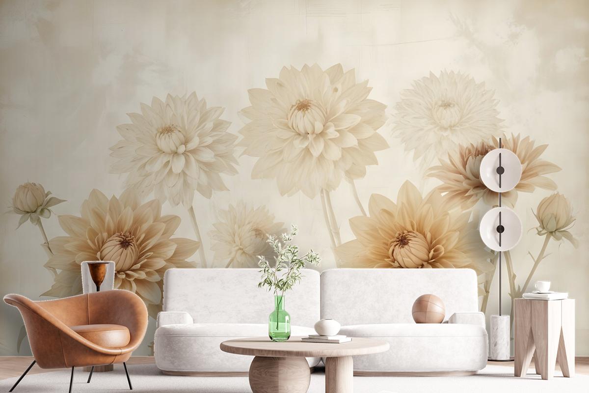 Vintage Dahlia Flower Wallpaper Mural