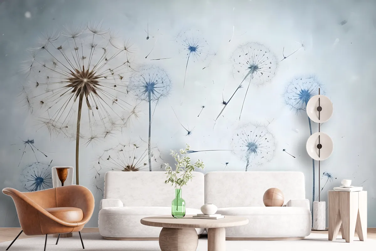 Vintage Dandelion Floral Wallpaper Mural