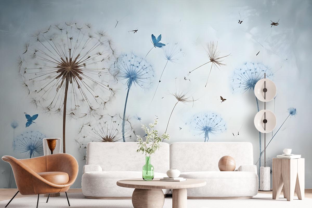 Vintage Dandelion Floral Wallpaper Mural