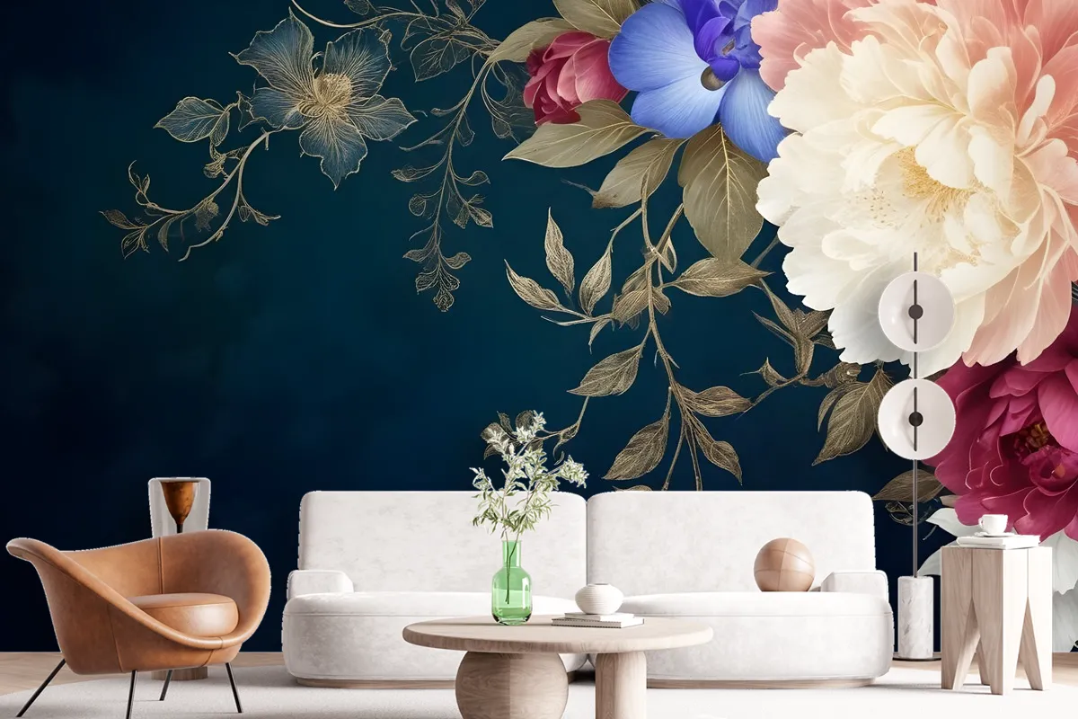 Vintage Floral Art Wallpaper Mural