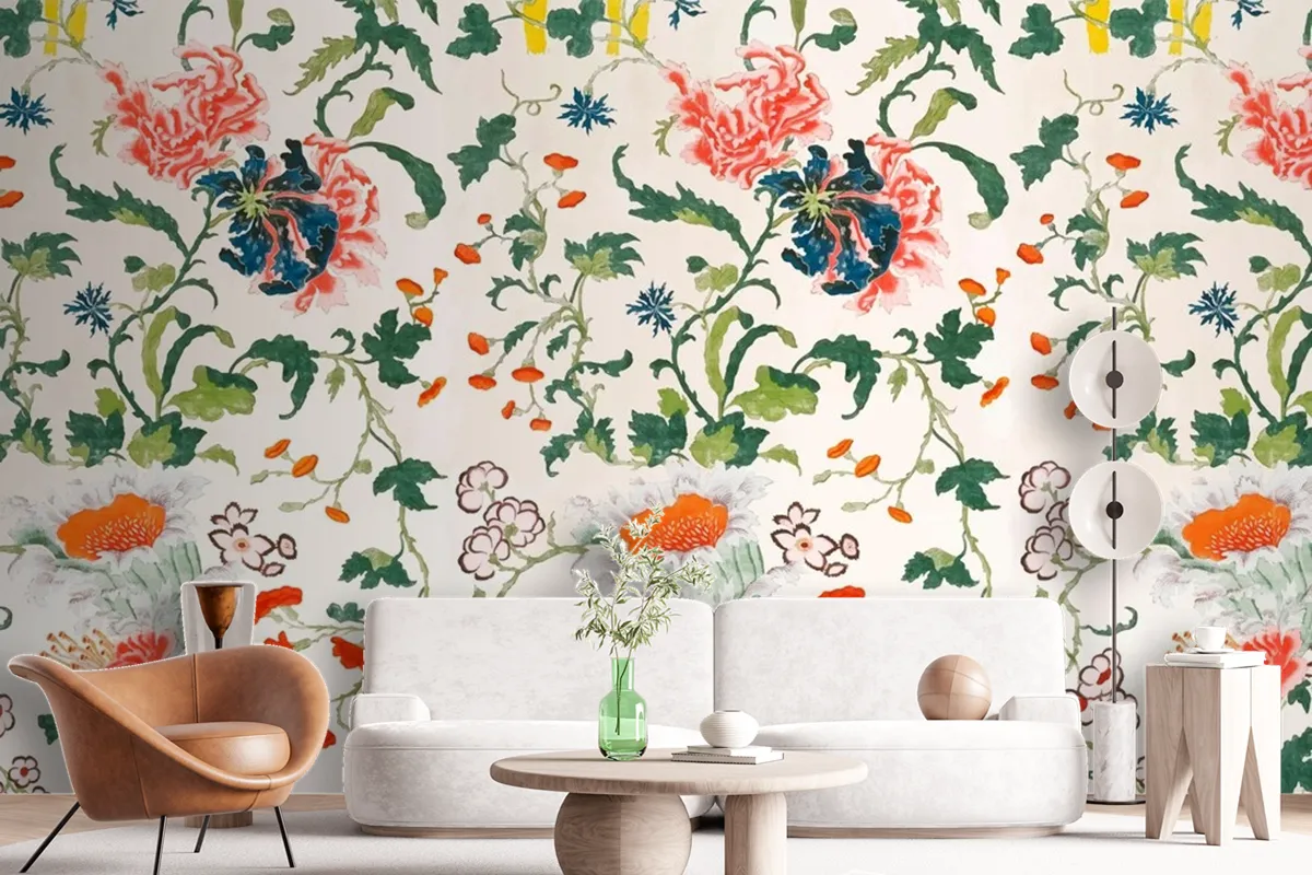 Vintage Floral Pattern Wallpaper Mural