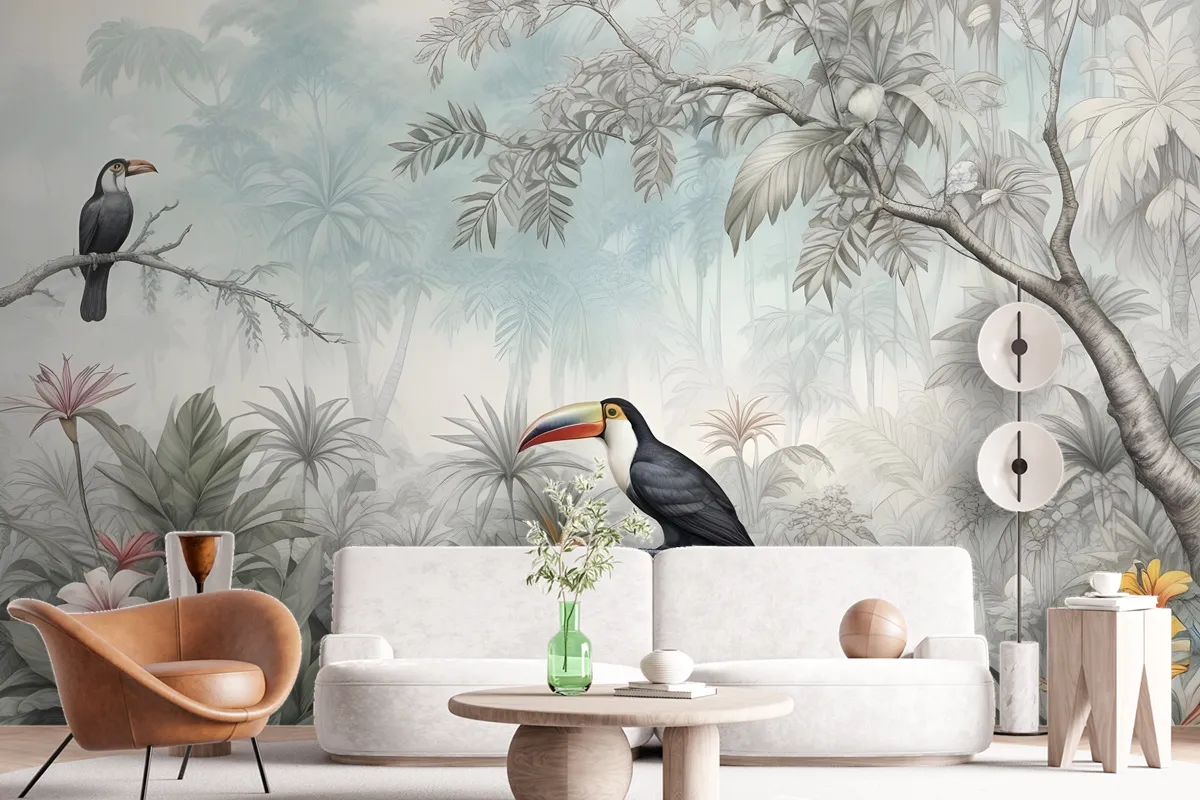 Vintage Historic Paradise Bird Art Wallpaper Mural