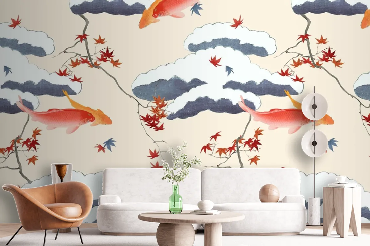 Vintage Japanese Seamless Pattern Wallpaper Mural