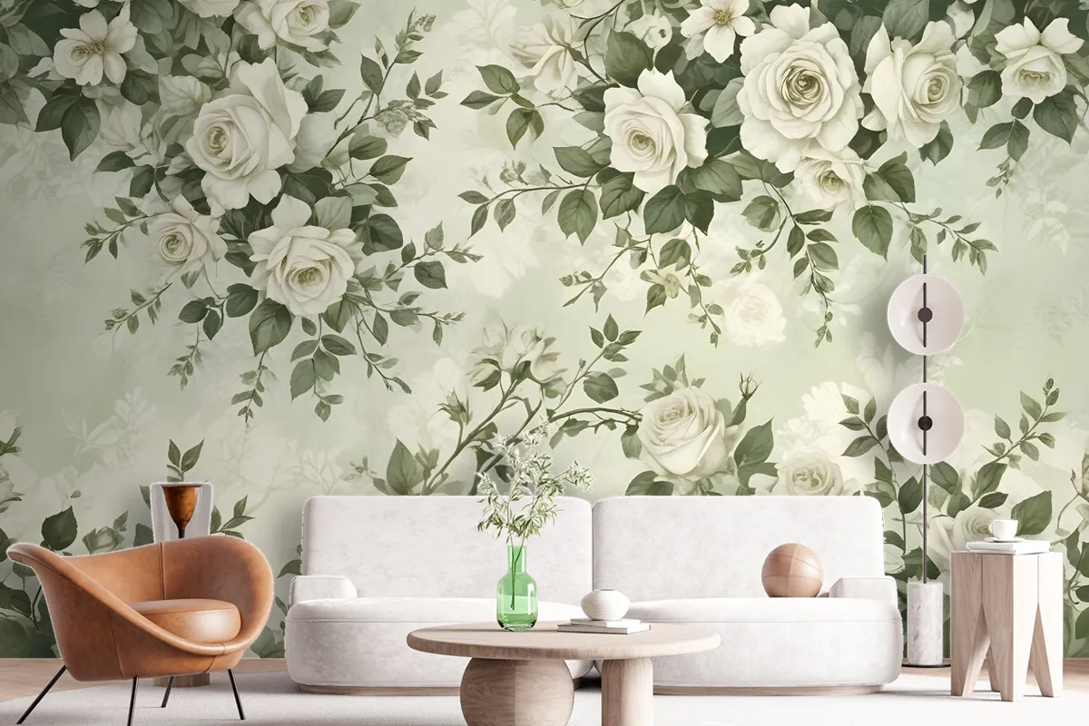 Vintage Rose Flower Wallpaper Mural