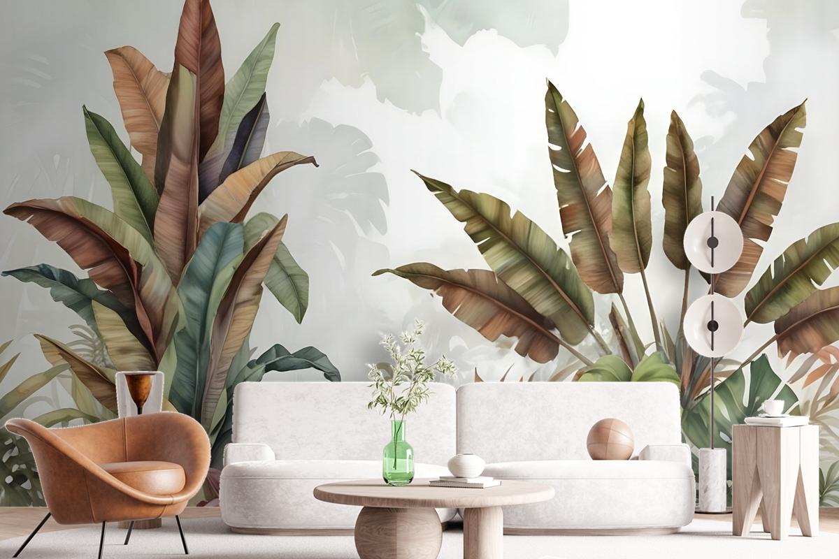 Vintage Tropical Leaf Wallpaper Mural