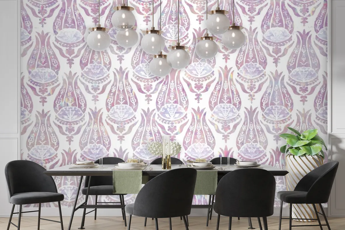 Vintage Tulip Holographic Pattern Wallpaper Mural