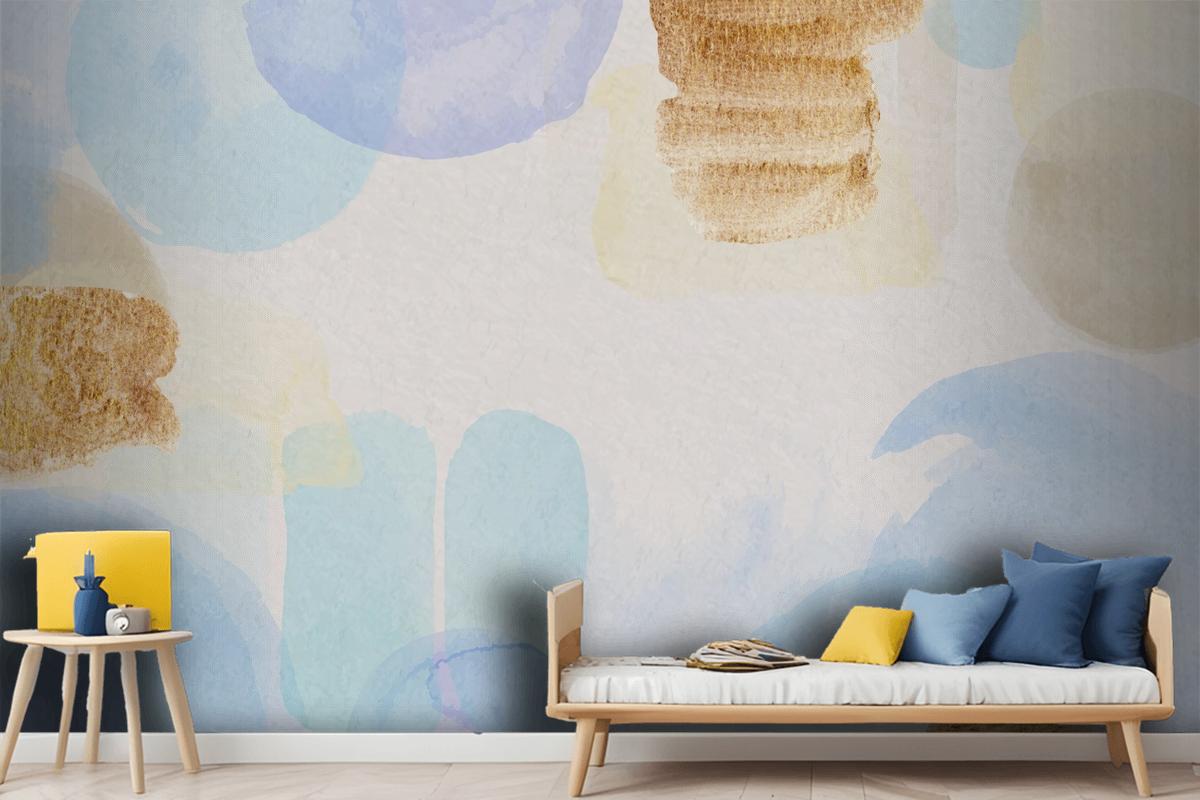 Watercolor Abstract Background With Painted Stains Wallpaper Mural