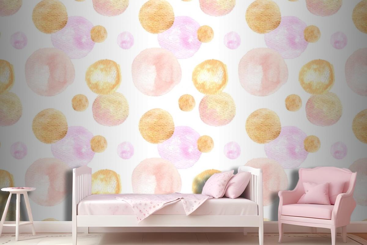 Watercolor Abstract Circular Spots Seamless Pattern Wallpaper Mural