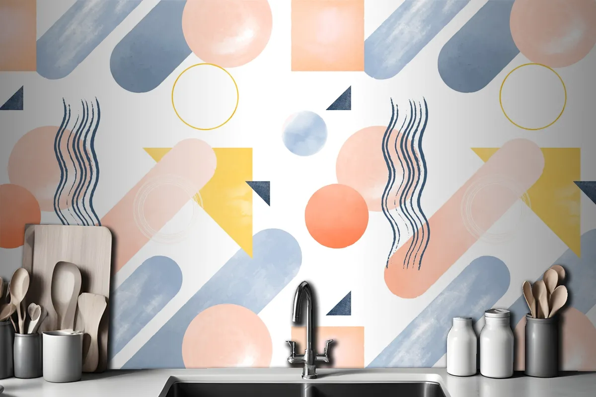 Watercolor Abstract Design Kitchen Wallpaper Mural