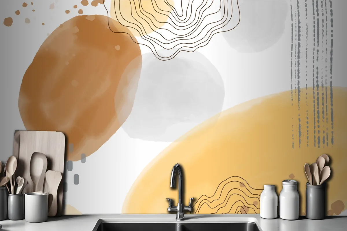 Watercolor Abstract Doodle Background Kitchen Wallpaper Mural