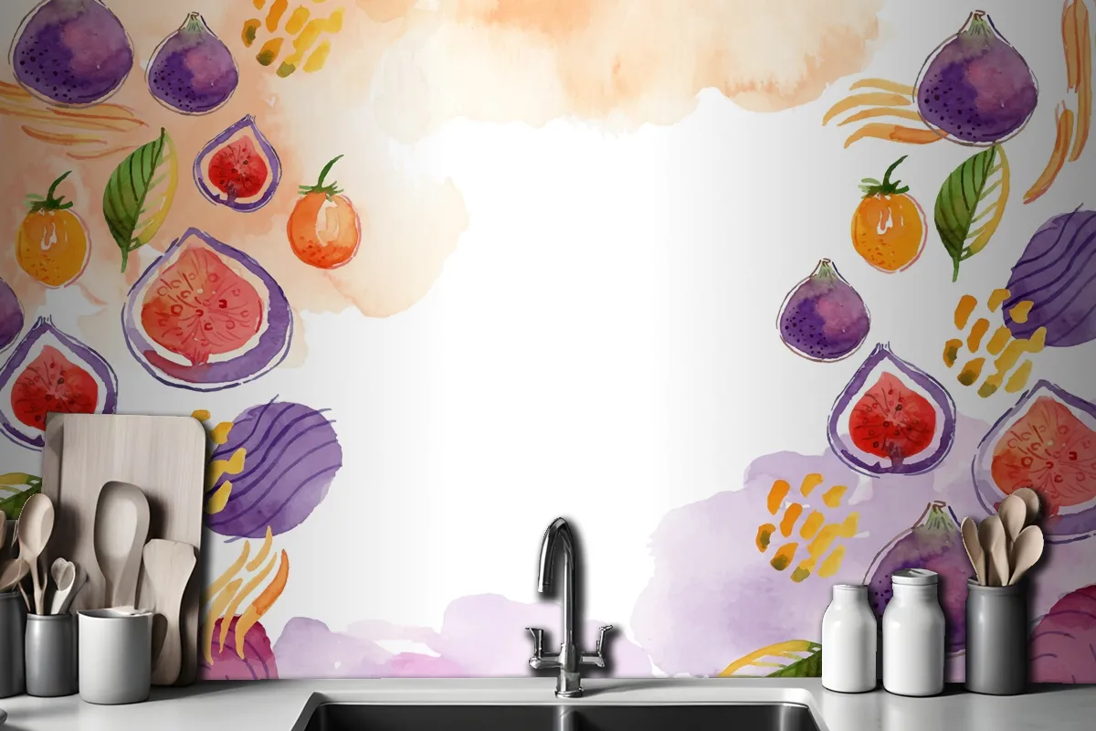 Watercolor Abstract Doodle Wallpaper Mural