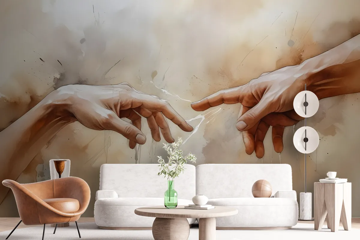 Watercolor Abstract Hands Wallpaper Mural