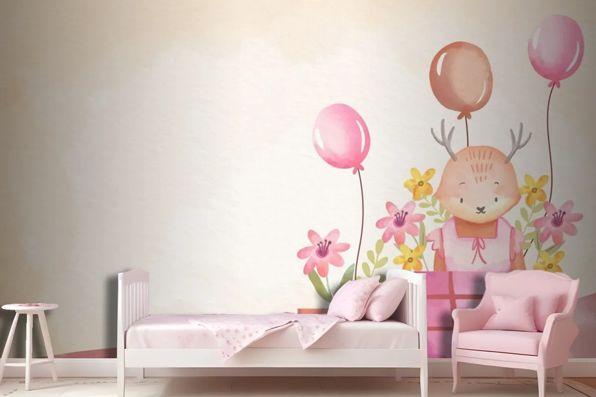 Watercolor Baby Girl Background Girl Wallpaper Mural