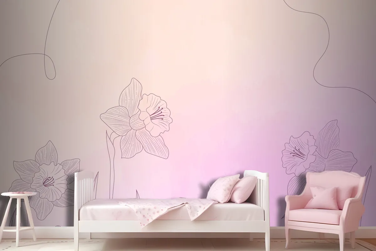 Watercolor Background With Hand Drawn Elements Wallpaper Mural