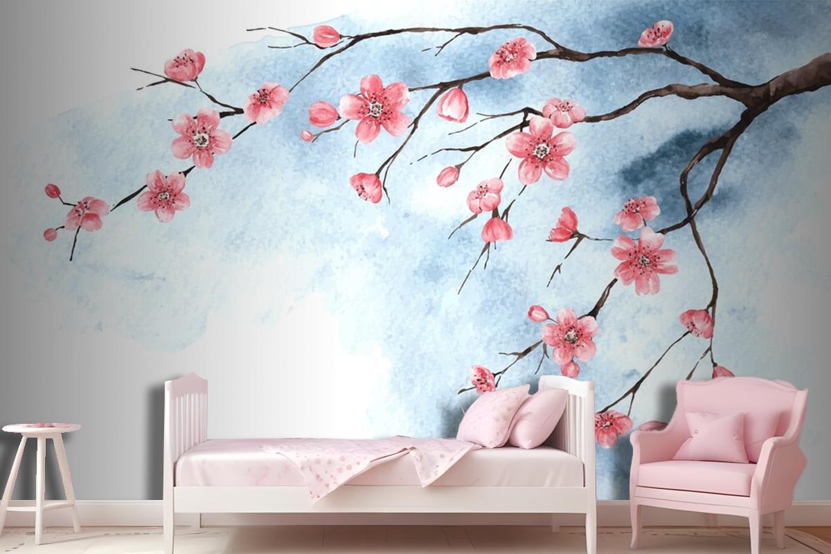 Watercolor Cherry Blossom Wallpaper Mural