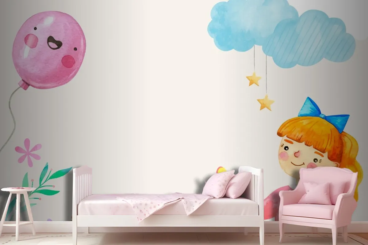 Watercolor Children'S Day In Spanish Background Wallpaper Mural