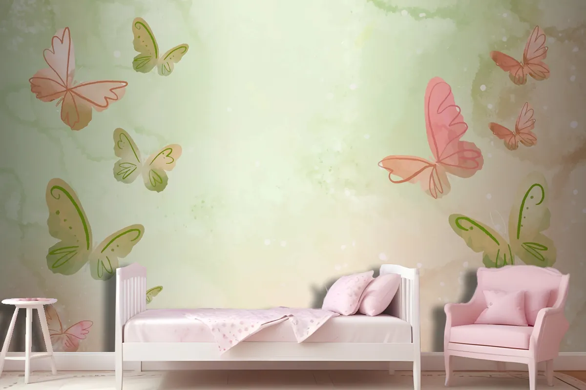 Watercolor Colorful Butterfly Background Wallpaper Mural