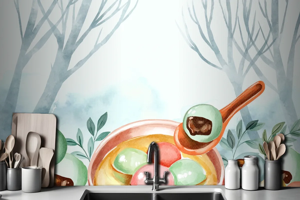 Watercolor Dongzhi Festival Background Kitchen Wallpaper Mural