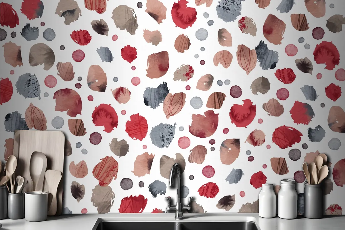 Watercolor Dotty Pattern Kitchen Wallpaper Mural