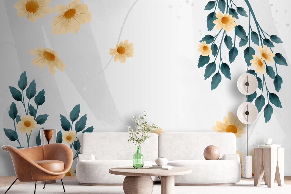 Watercolor Floral Background Design Wallpaper Mural