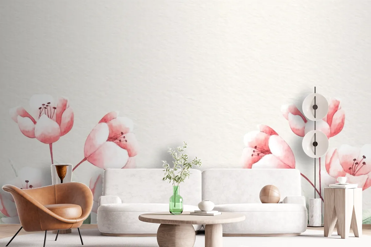 Watercolor Floral Background With Soft Colors Wallpaper Mural