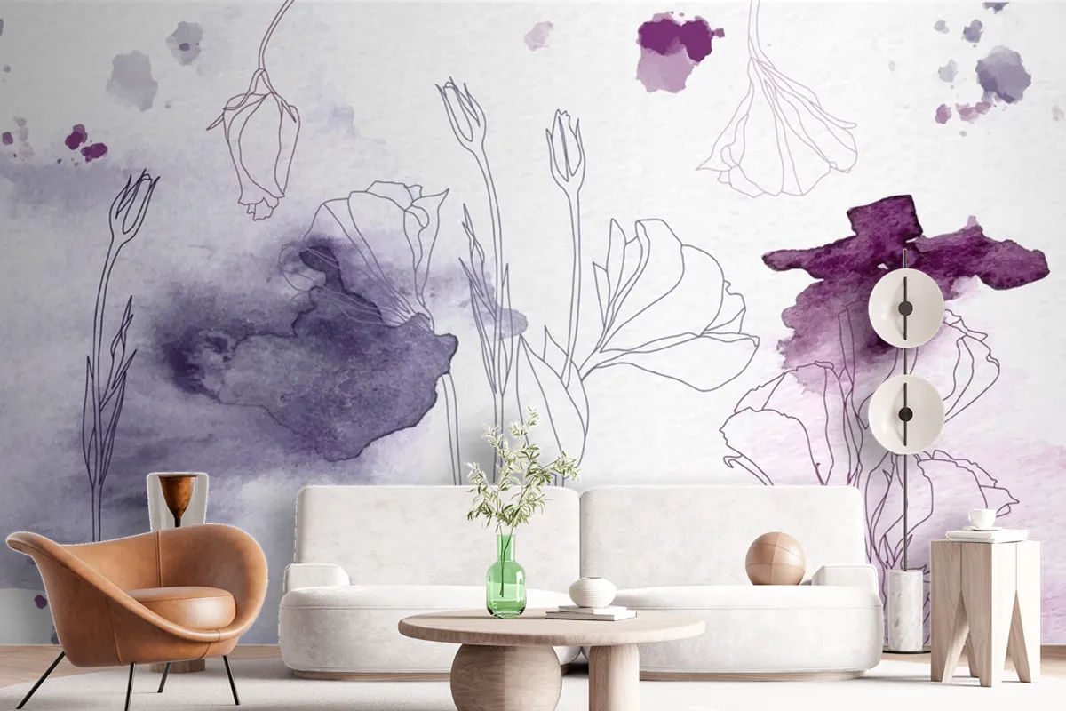 Watercolor Floral Background Wallpaper Mural