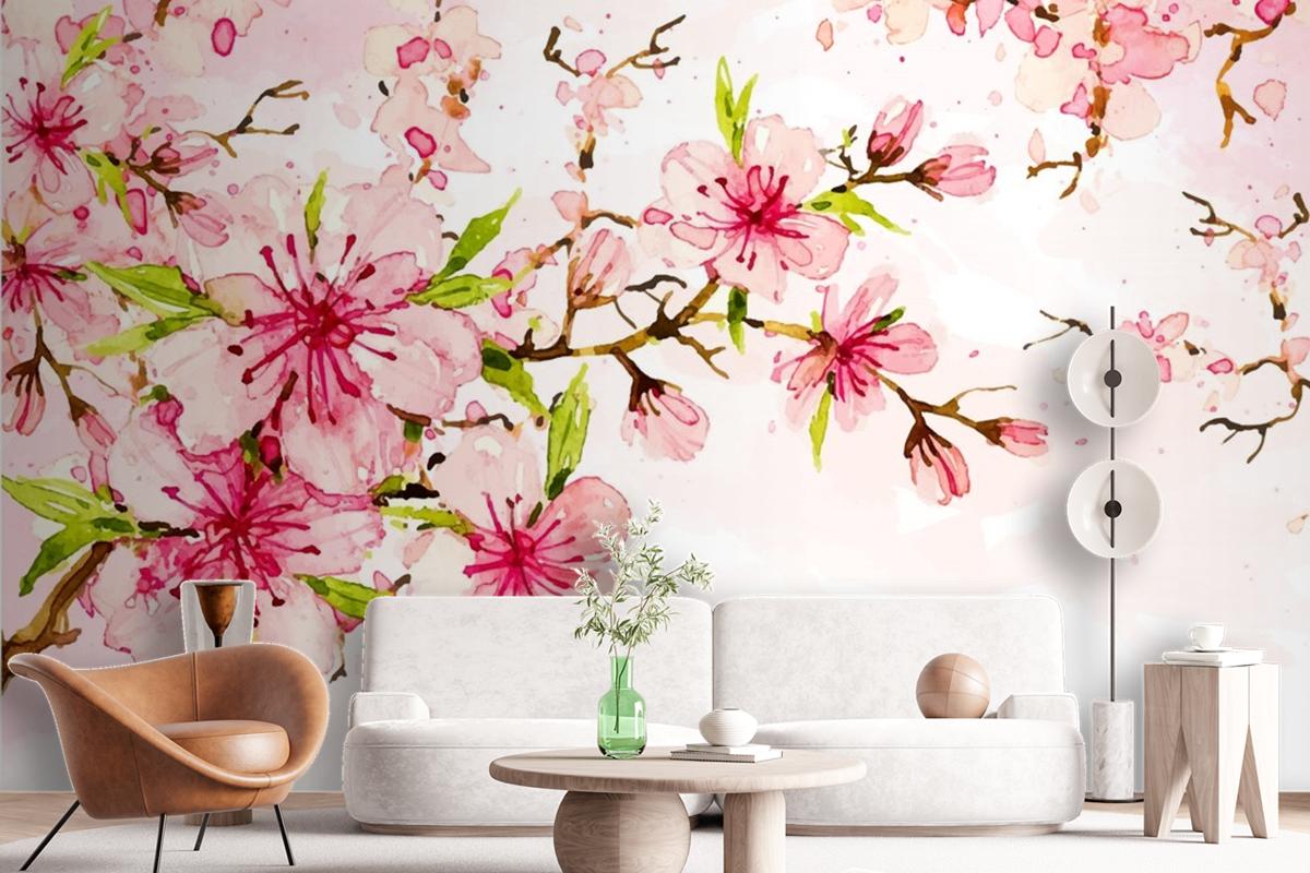 Watercolor Floral Background Wallpaper Mural