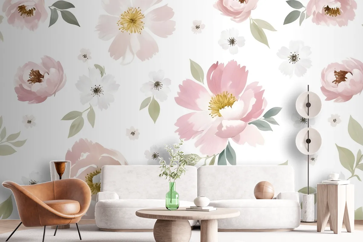 Watercolor Floral Wallpaper Mural