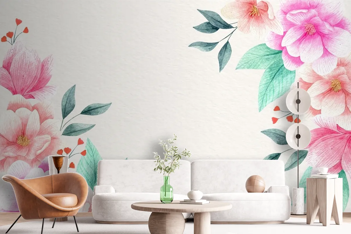 Watercolor Floral Wallpaper Mural 