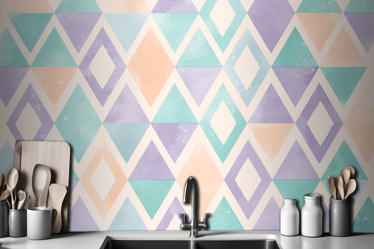 Watercolor Geometric Kitchen Wallpaper Mural