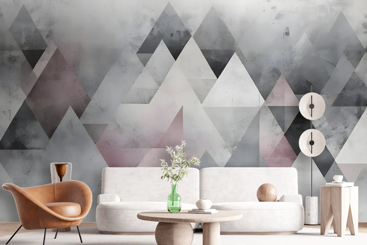 Watercolor Geometric Triangle Pattern Wallpaper Mural