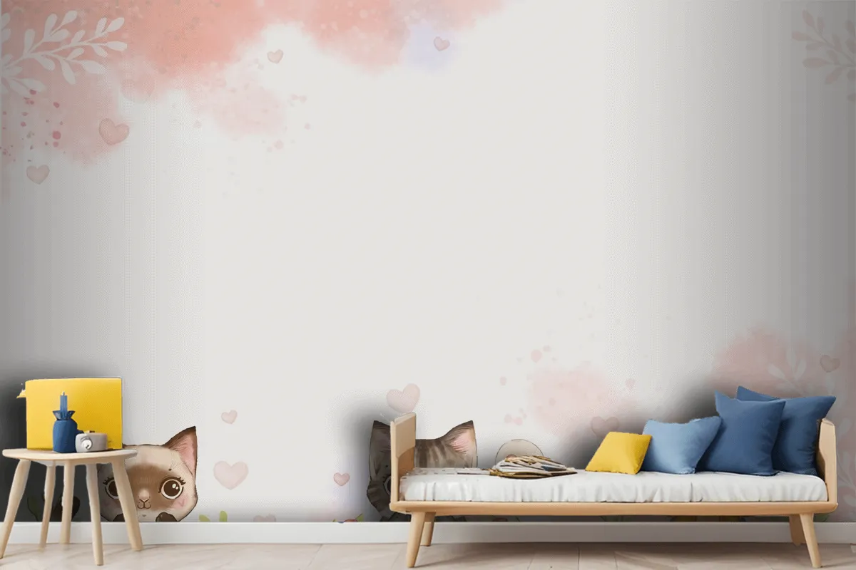 Watercolor International Cat Day Wallpaper Mural