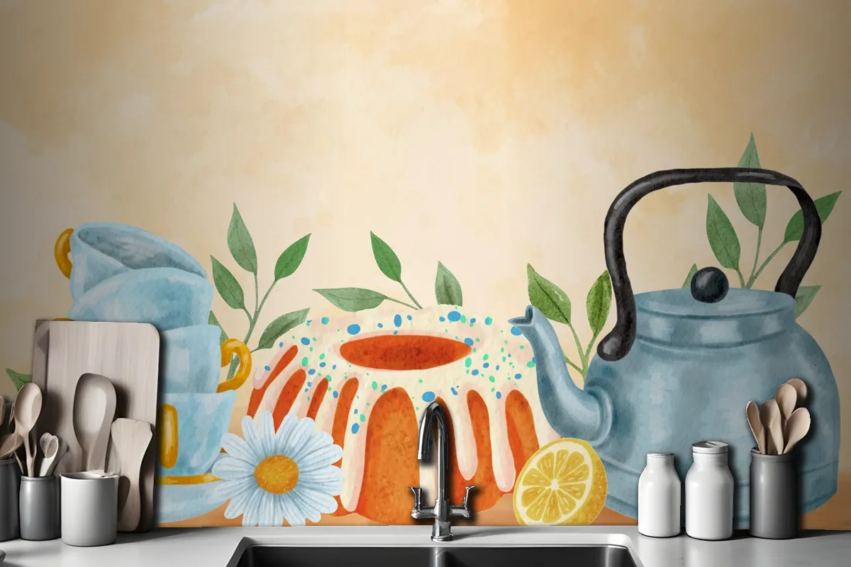 Watercolor International Tea Day Background Wallpaper Mural