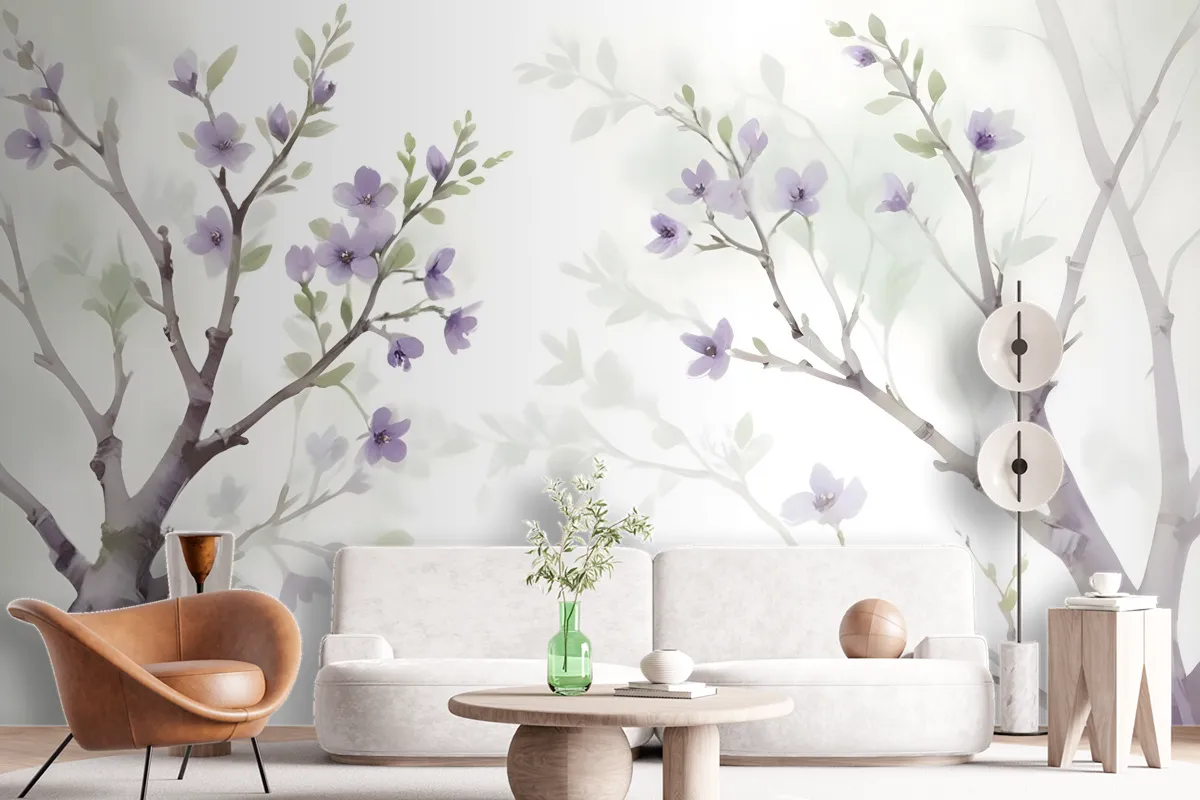 Watercolor Magnolia Floral Wallpaper Mural