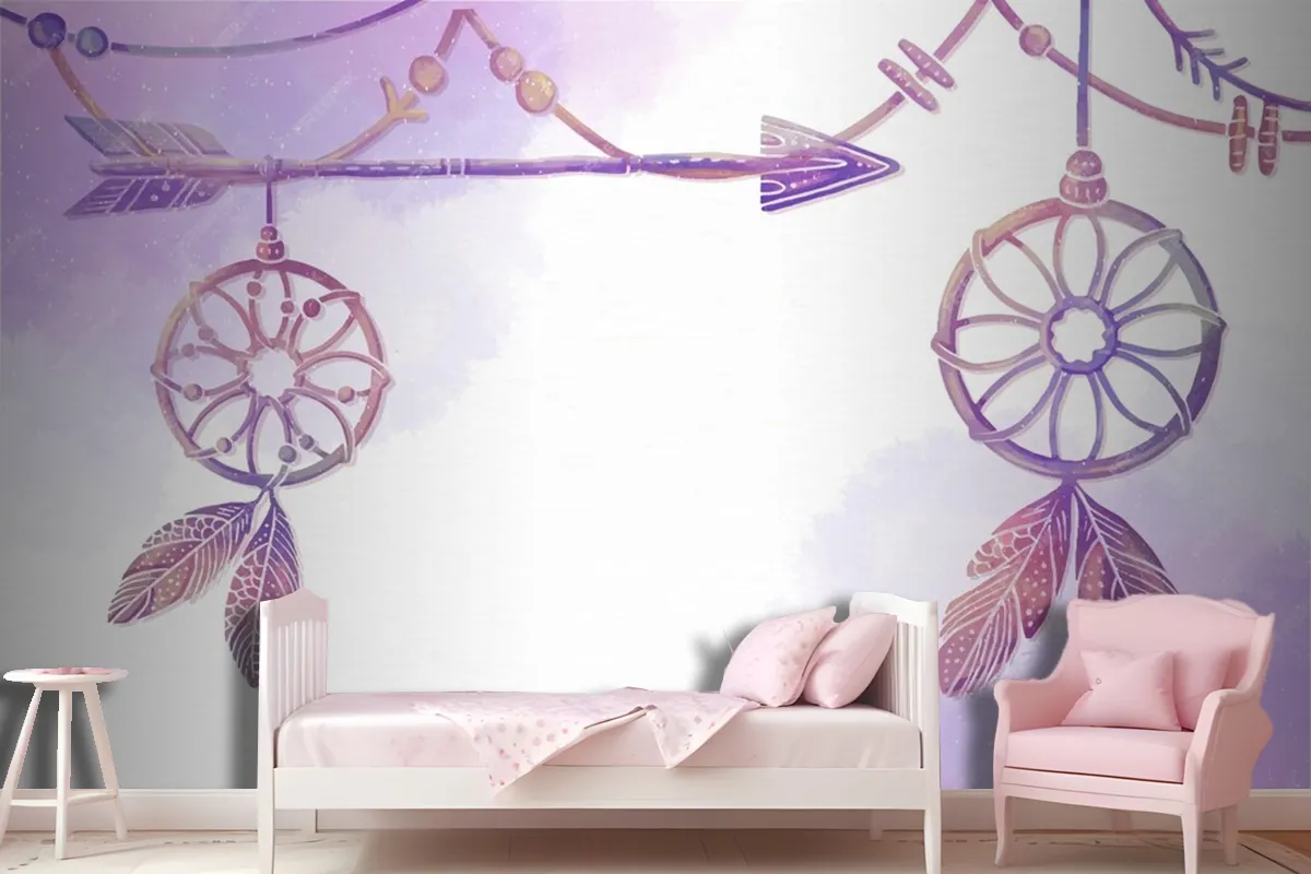 Watercolor Painted Boho Background Wallpaper Mural