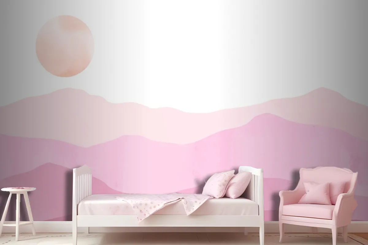 Watercolor Pastel Mountains Background Wallpaper Mural