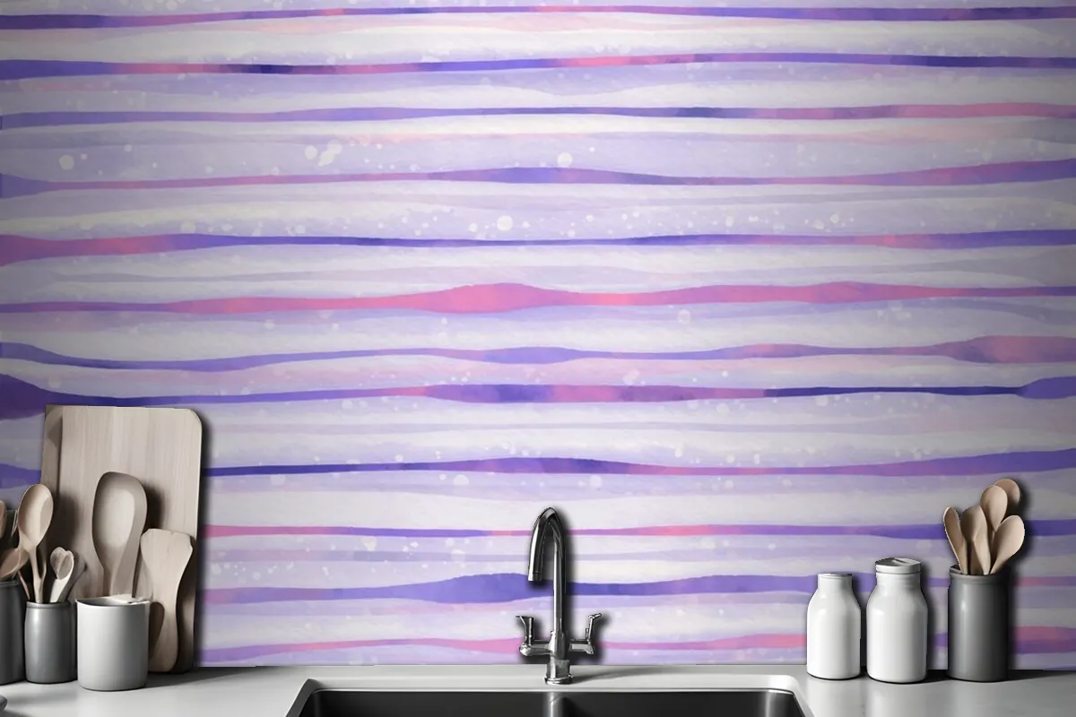 Watercolor Purple Striped Background Wallpaper Mural