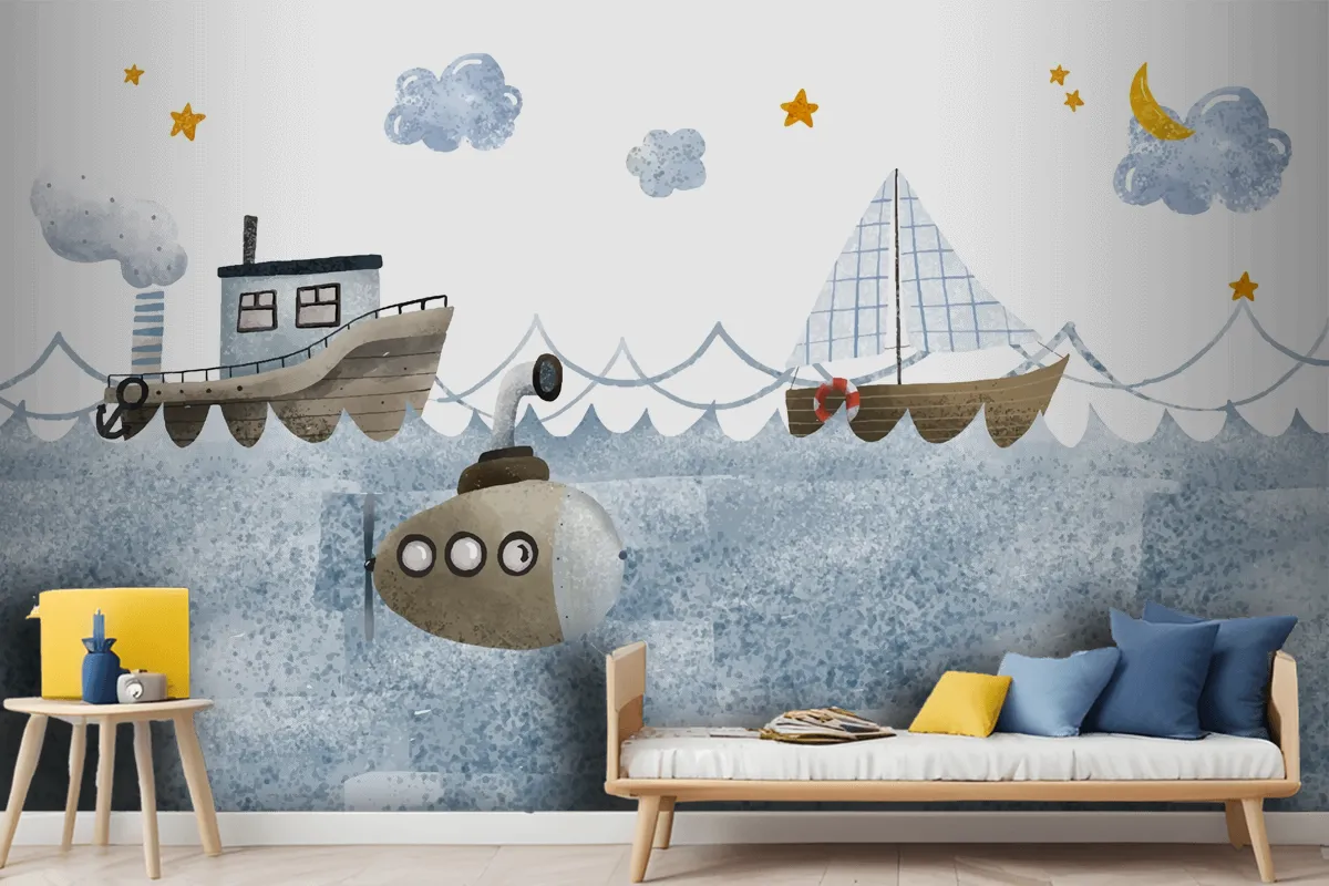 Watercolor Sea Landscape Wallpaper Mural