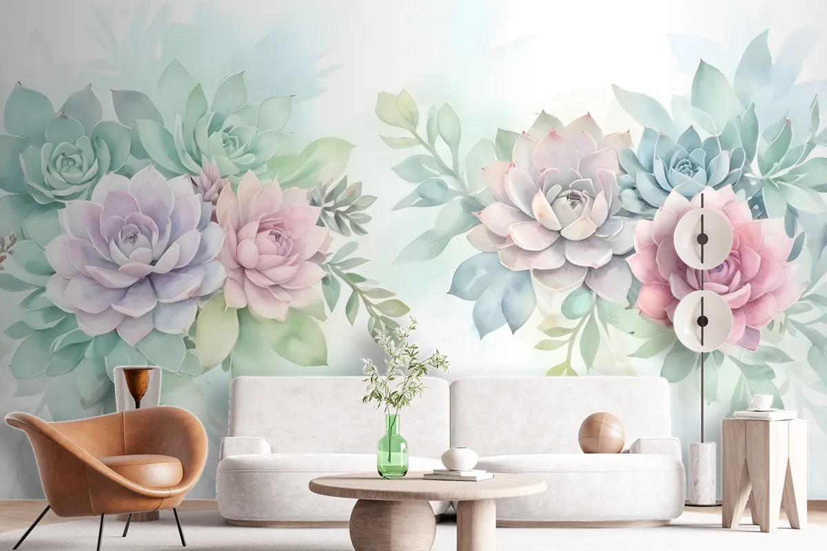 Watercolor Soft Floral Wallpaper Mural