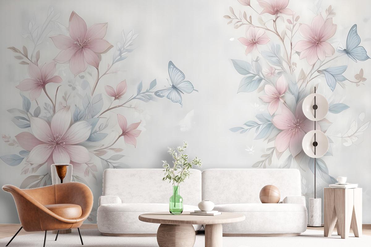 Watercolor Soft Flower Wallpaper Mural