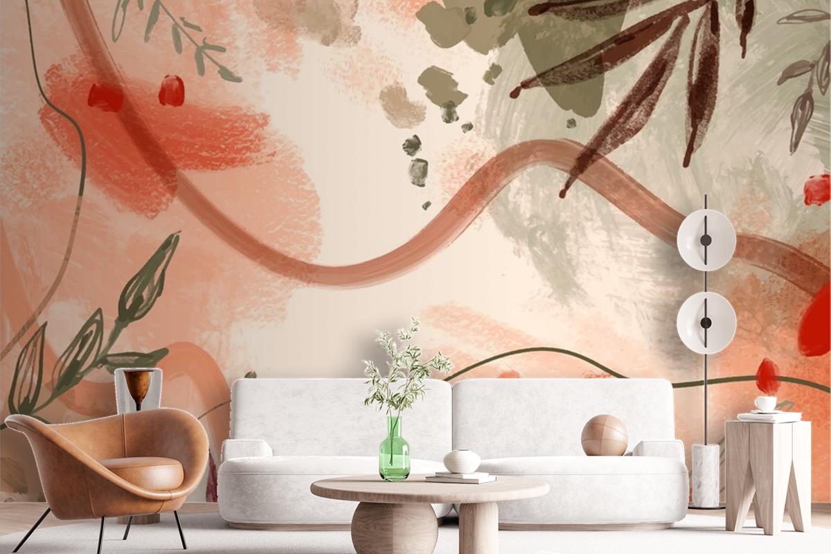 Watercolor Terracotta Pattern Design Wallpaper Mural