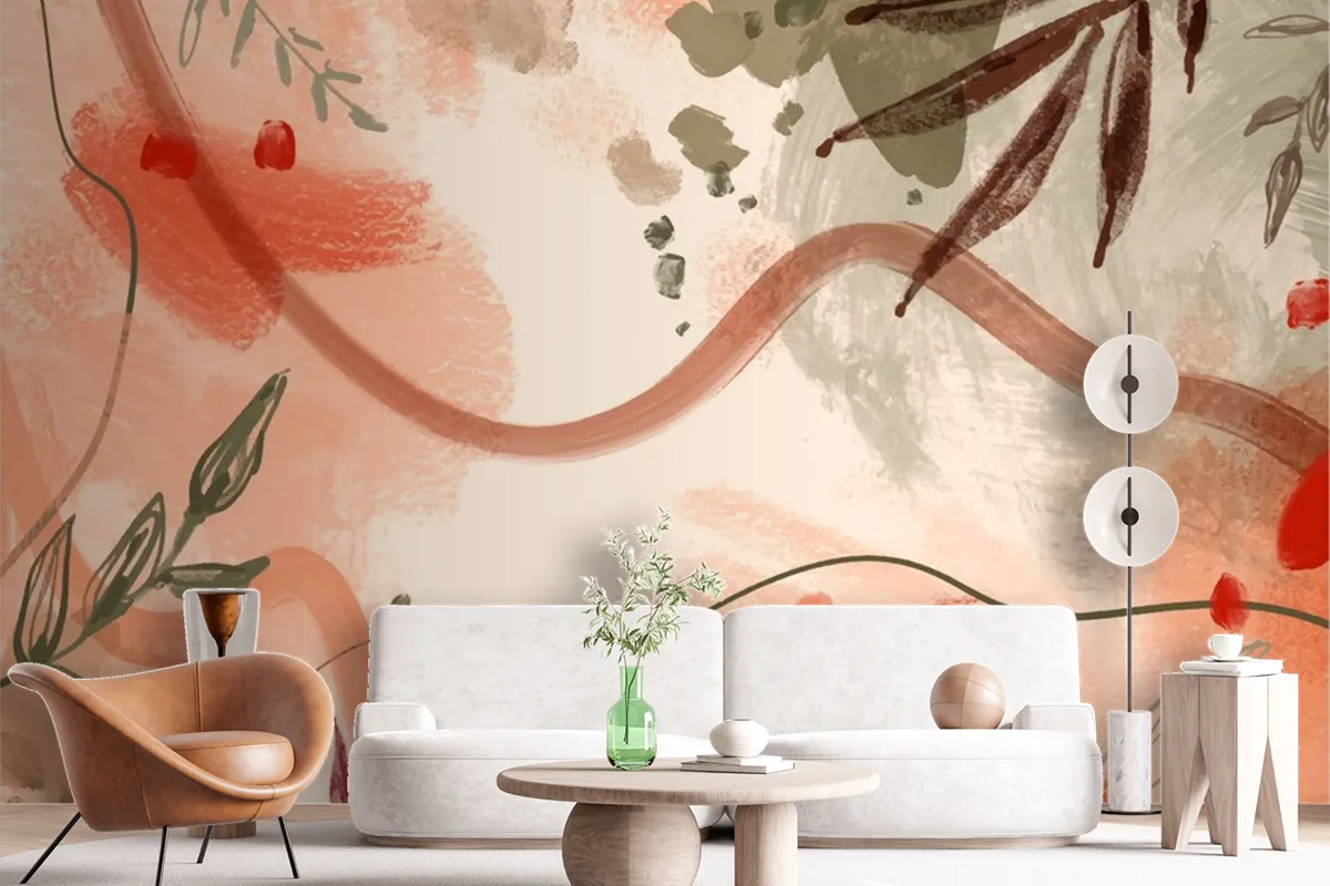 Watercolor Terracotta Pattern Design Wallpaper Mural