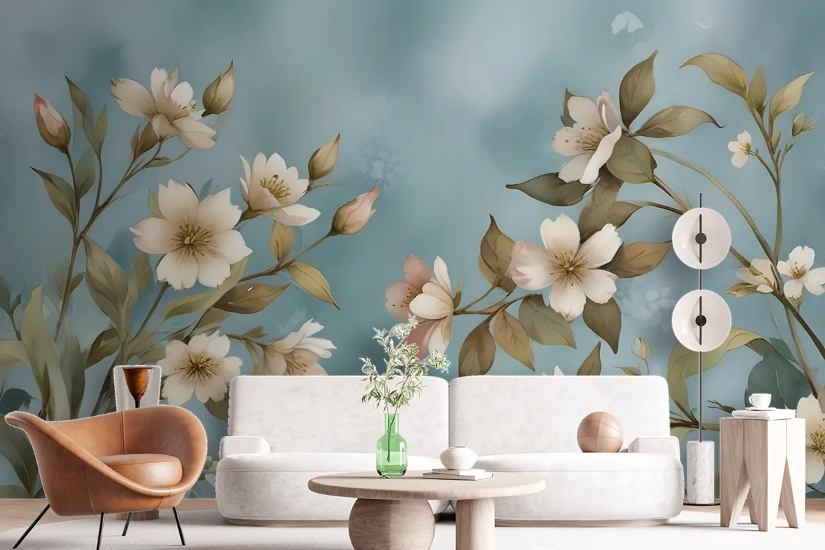 Watercolor Vintage Floral Wallpaper Mural