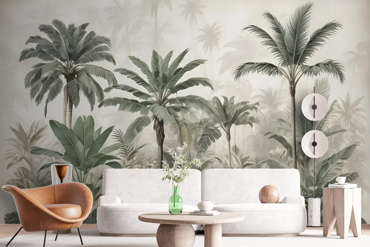 Watercolor Vintage Tropical Forest Wallpaper Mural