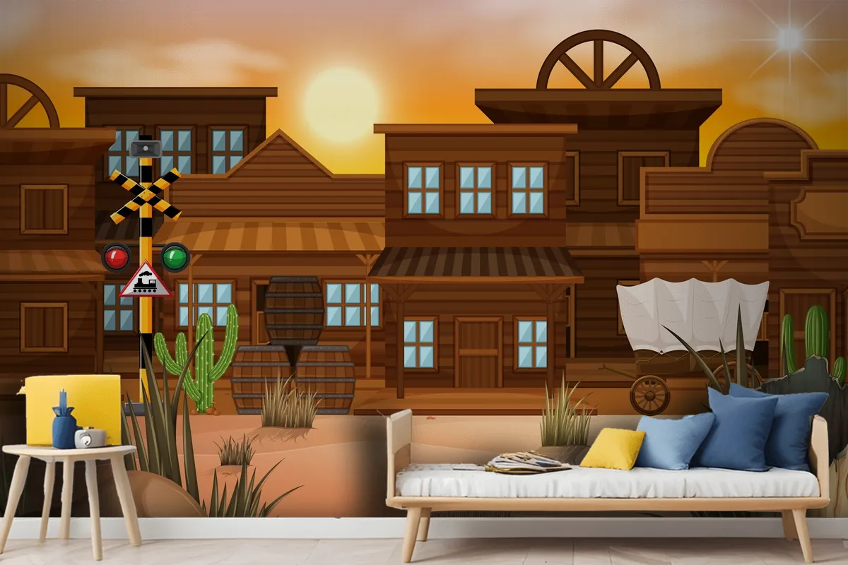 Western Desert Themed Scene In Nature Wallpaper Mural