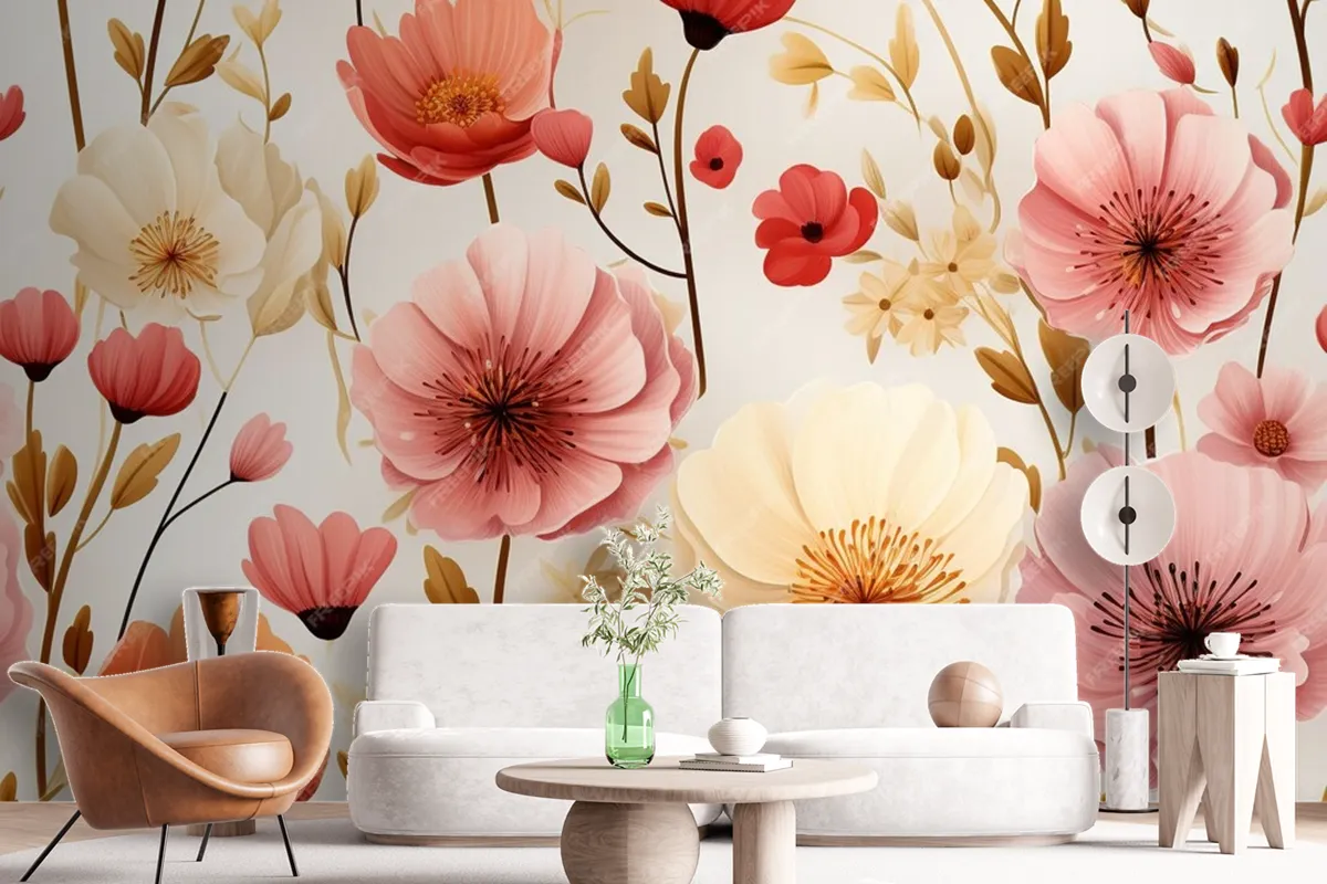 Wild Flowers Seamless Pattern Wallpaper Mural